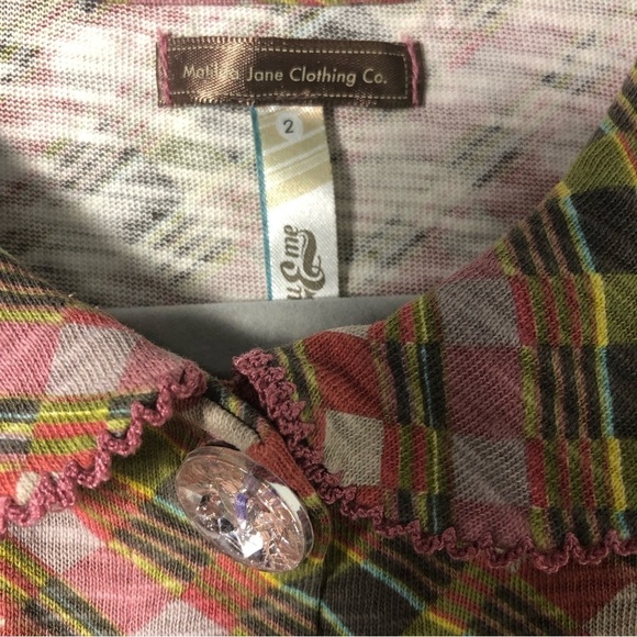 Matilda Jean Long Sleeve Dress Peter Pan Collar Pink Glass Like Buttons SZ 2 - Picture 6 of 12